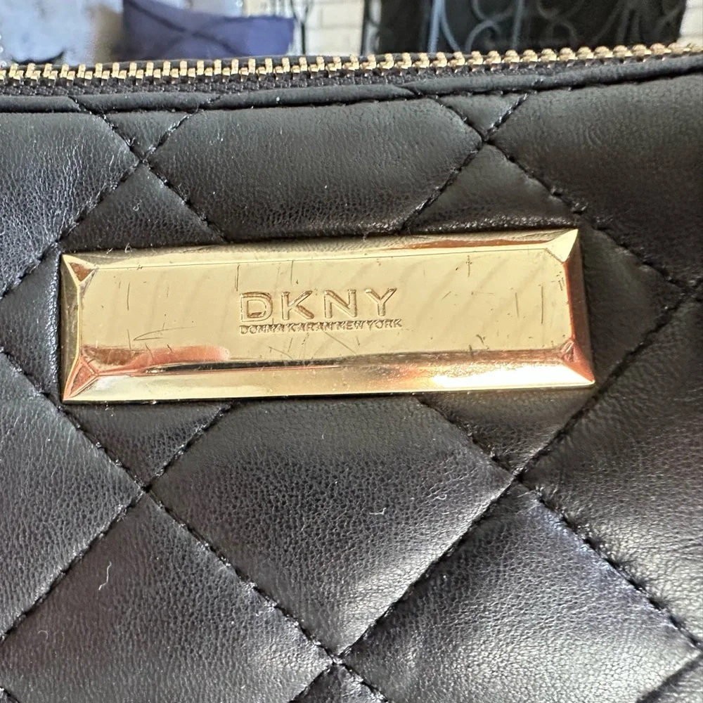 DKNY Quilted Lamb Leather Crossbody Bag Black